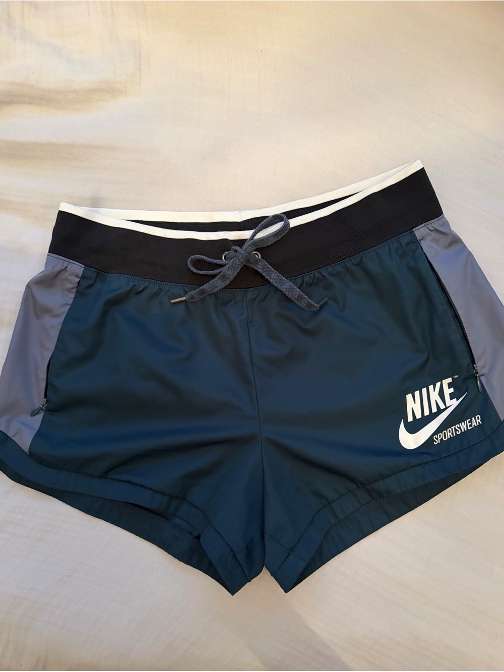 Nike Women's Teal and Gray Athletic Running Shorts
